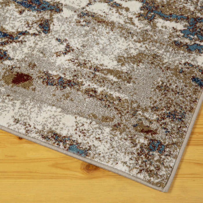 17 Stories Semiha Performance Blue/Beige Rug & Reviews Wayfair